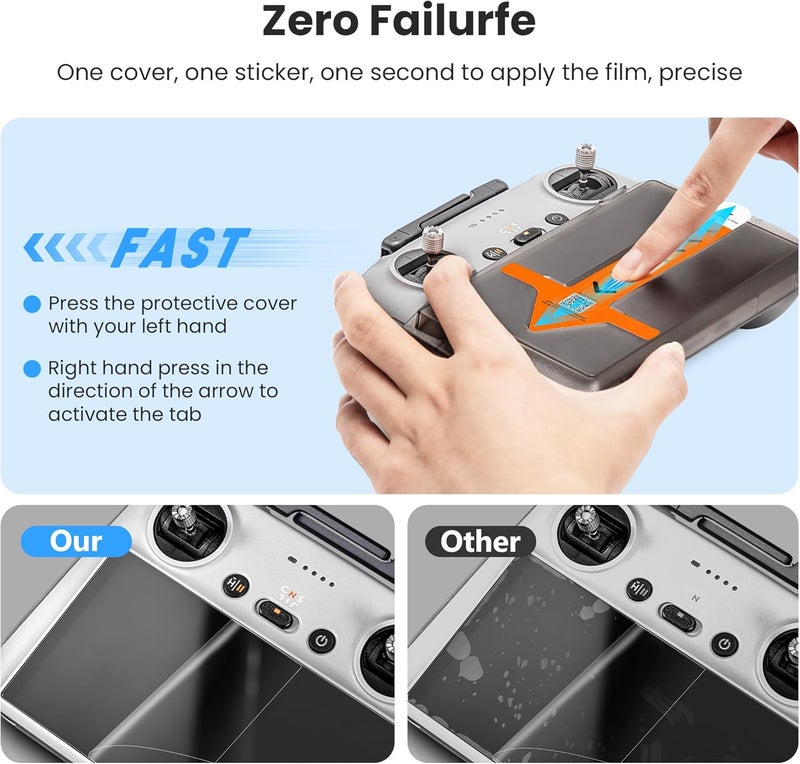 STARTRC Mini 4pro RC2/RC Screen Protector for DJI Mini 5 Pro, 3 Pack with Auto Alignment Kit, HD Tempered Glass Screen Protector for DJI Mini 3 pro Mini3 Air 3s Controller Drone Accessories - Image 3